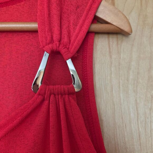 Vintage 90s Red Swim Cover Up silver buckle - Picture 6 of 6